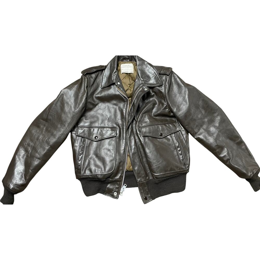 Vintage Schott NYC Leather Flight Jacket A-2 G-1 Bomber Talon Zipper USA Size 40